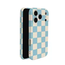 アートブルーとホワイトのグラフィティチェッカーパターン二合一スマホケース【iPhoneやHuawei、Xiaomi対応】