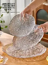 高級感あふれるガラス製大皿【おしゃれなデザート皿・フルーツトレイ・お菓子用】