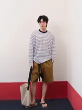 シンプルデザインのコットンショートパンツ【ウエストベルト付き・カジュアル】