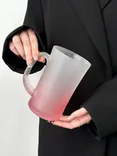 モダンデザインのマット仕上げピンクビールグラス【大容量・厚手・女性向け】