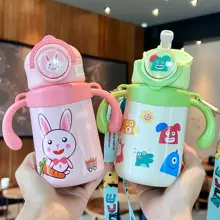 316ステンレス製 子供用保温カップ【1歳用・ストロー付き・幼稚園・女の子用】