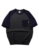 大胆なカラーコンビネーションのショートスリーブTシャツ【コットン・ユニセックス・ルーズフィット・カジュアル】