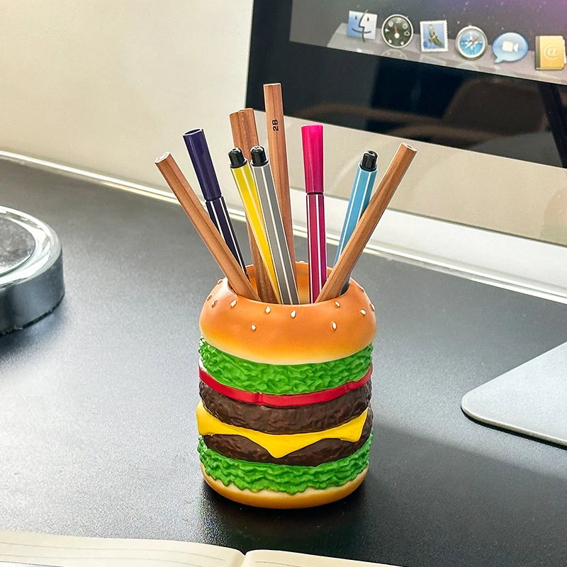 見栄えの良いハンバーガーペンホルダー：ビジネスシーンでの机上装飾品としての実用性とデザイン性