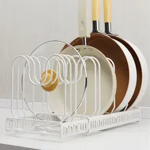 調整可能な鍋収納ラック【キッチン用・コンパクトデザイン・鍋蓋スタンド付き】