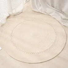 丸型ラグ かわいい スタイル 寝室 コットン糸 ベッドサイドマット