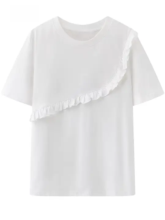 洗練されたデザインの白色短袖Tシャツ【コットン・女性用・極上の柔らかさ】