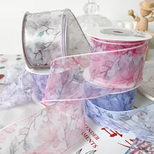 玉蘭花つきシフォンリボン手作りヘアアクセサリー用材料【DIY・ギフト包装に最適】