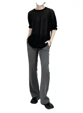 洗練されたデザイン！薄手長袖Tシャツ【カジュアル・ルーズフィット・黒】