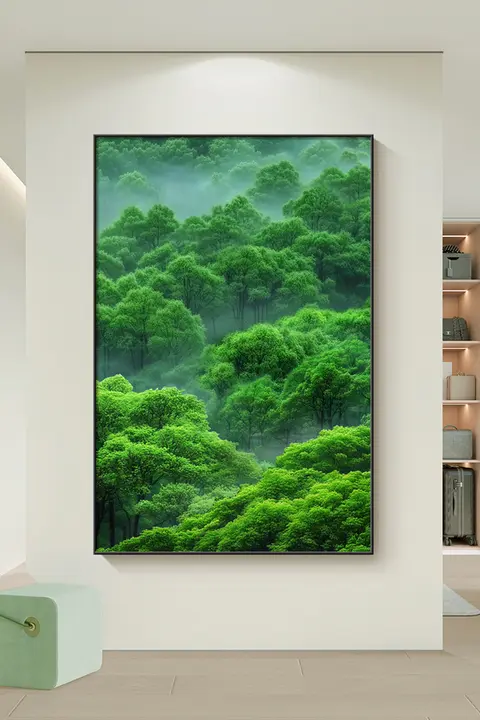 緑の森林風景画【リビングソファ背景壁面装飾・さわやかデザイン・玄関やホテルに最適】