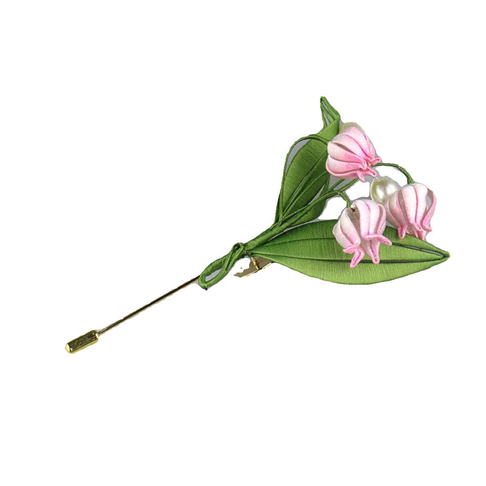 DIY材料パック 鈴蘭ブローチ【古風デザイン・制作アクセサリー・動画チュートリアル付き】