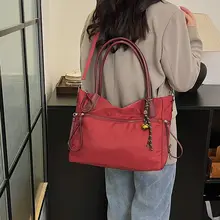 大容量 通勤用トートバッグ【シンプルデザイン・ホワイト・ナイロン・ショルダーバッグ】