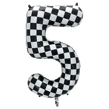 40インチ 大型 黒白チェック 数字 アルミ風船 レーシングテーマ誕生日パーティー装飾