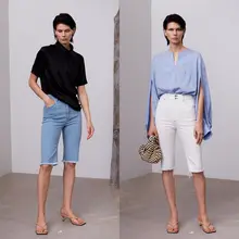 夏用 軽量ストレッチ デニムパンツ【ハンドメイド フリンジ裾・ハイウエスト・ヒップアップデザイン】