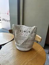 トートバッグ バケットバッグ レディース 手編み 透かし編み ショルダー クロスボディ ヴィンテージ ルーズ リゾート