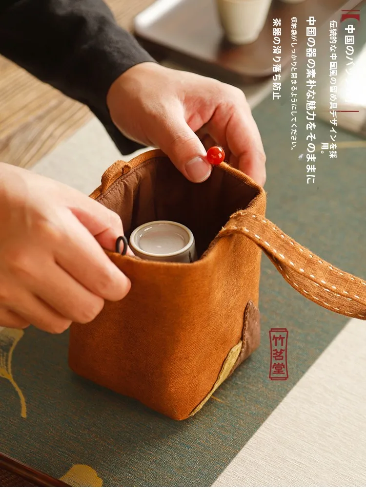 麻混合素材の手提げ  カップバッグ：旅行小物としての収納効率と耐久性の実証