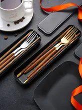木製一人用カトラリーセット【箸・スプーン・フォーク・携帯収納ケース付き】