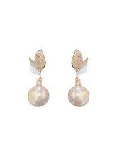 春夏用 バリエーション豊富なダイヤモンド風リーフパールピアス【エレガントなデザイン・軽やかさ】