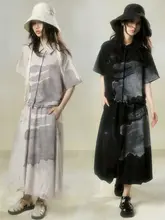 JfYanYan かわいい海のウサギデザイン 短袖シャツとダブルレイヤーのフラワーバルーンスカートセット