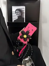 花柄デザインのスマートフォンケース【ストラップ付き・全包型・対応機種多数】