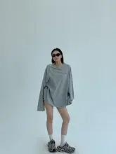 春用 フィット ロゴプリント コットン長袖Tシャツ【女性用・オーバーサイズ・カジュアル】