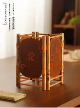 中式バンブー折畳み式小屏風【古風なデザイン・茶室用・デスクトップ用】