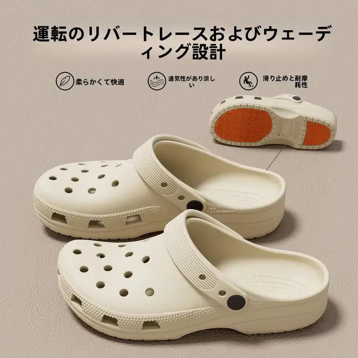 防臭防滑の穴あきサンダル【ドライブやシューズ浸水用・夏用・男女兼用】
