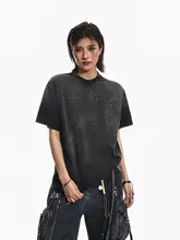 グラデーションデザインのラウンドネック半袖Tシャツ【カジュアルルーズフィット・夏用】