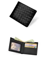 Carlen Kslmen メンズ本革財布【編み込みデザイン・ショートタイプ・カードスロット付き】