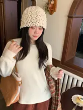 大きいサイズの韓国風レースニットバケットハット