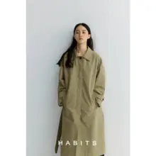 HABITS 中長丈トレンチコート【ゆったりシルエット・翻領デザイン・コットン混】