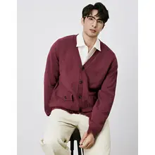 Vネックニットカーディガン【メンズ・秋冬用・スタイリッシュ・ウール混紡】