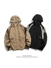男女兼用 アウトドア機能付きフード付きジャケット【セーター風デザイン・春秋用・カラーブロック】（セットアップ対応）