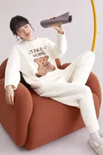 可愛らしいキャラクター柄のリラクシングパジャマセット【秋冬用・コーラルフリース・男女兼用】
