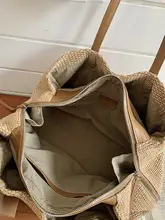 大容量の牛革と草編みトートバッグ【手提げ・斜め掛け・通勤用】