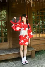 桜模様の短丈和服【レトロ・学生向け・改良京都浴衣】（セットアップ対応）