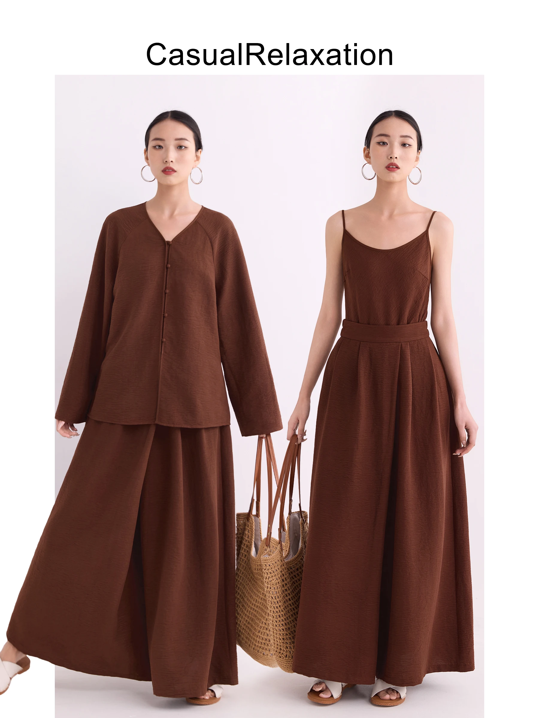 骨格ストレート フレアパンツ おすすめモデル：感あふれるフレアパンツ【レトロスタイル・ウエストゴム・カラメル色】