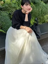 松本恵奈 デザイン感のあるハイウエストチュールスカート【Aライン・ボリューム・秋冬用】