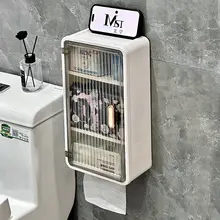 大容量トイレットペーパーホルダー【壁掛け式・洗面所収納】