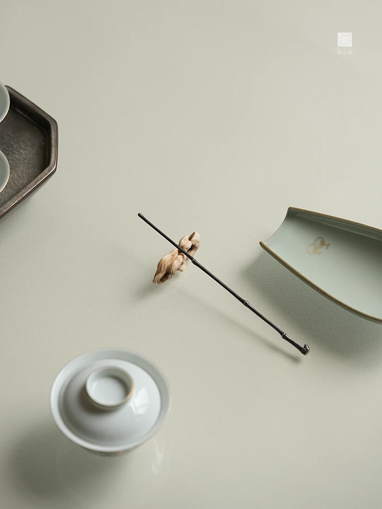 高級手作り茶匙：純銀・竹節デザインの茶室専用茶撥