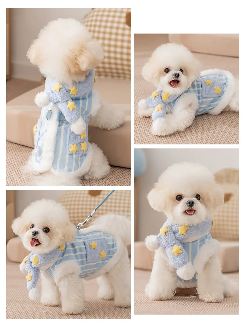 hipidog 小型犬用冬用ベスト：雪のようなデザインで冬の寒さをしっかり防ぐ