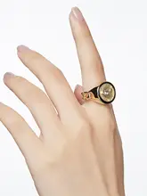 猫デザインのオープンフィンガーリング【レトロスタイル・ゴールドコーティング】