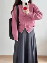 グレーウール調のハイウエストAラインスカート【秋冬・体型カバー・ミドル丈】