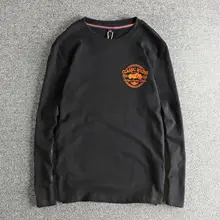 シンプルで快適なバイカー風 メンズ長袖Tシャツ【ラウンドネック・カジュアル】