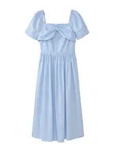 水彩柄 サマーウエストリボンキャミソールドレス【フランス風・フリル付き】