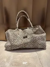酵素水洗の大・小豹柄プリントバッグ【上質コットン・輸入品】