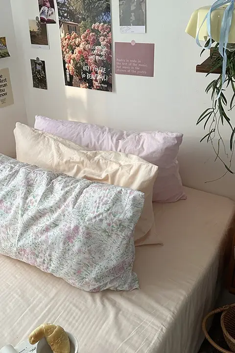枕カバー 綿100％ 寮用 シングル コットン 花柄 一枚入り