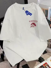 白灰色のゆったりしたクルーネックTシャツ【メンズ・オーバーサイズ・アメリカンストリートスタイル】