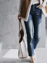 秋冬用 ストレートスキニージーンズ【ツイード風・伸縮性・裏起毛】