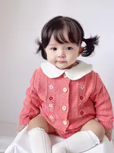 カーディガン サロペットロンパース 2点セット キッズ ガールズ コットンガーゼ 刺繍 インスタ映え 春 秋
