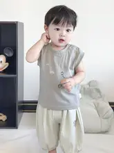 子供用夏用ノースリーブトップス【綿製・カートゥーンデザイン・薄手】